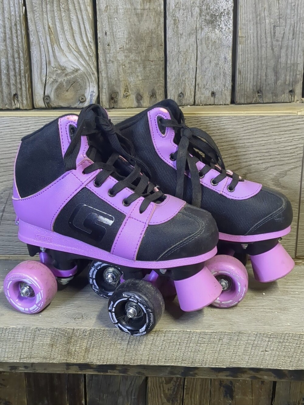 Crazy Skates Purple 6 Black Rollerskates Girls Size 12-2